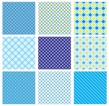 Set of seamless patterns with fabric checked textures clipart