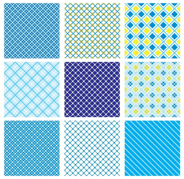 Conjunto de patrones sin costura con texturas comprobadas de tela — Vector de stock