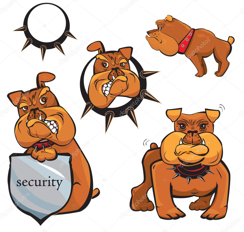 Set of Bulldog cartoons