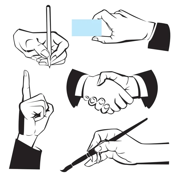 Ruce - různé gesta. — Stockový vektor