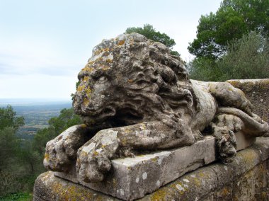 Stone sculpture of a lion. Majorca island in Balearic Spain clipart