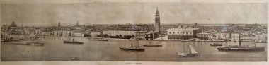 ITALY - CIRCA 1910: A picture printed in Italy shows image of Venice panora clipart