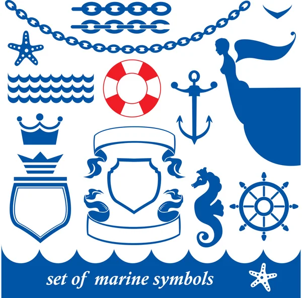 Набор морских элементов — стоковый вектор