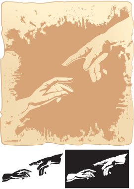 Two hands stylized for michelangelo's creation mural clipart