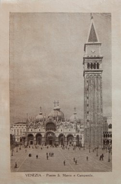 İtalya - yaklaşık 1910: İtalya'da basılmış resim görüntüsünü saint marco piazza, vintage kartpostallar 1910 dolaylarında 