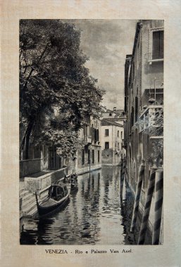 ITALY - CIRCA 1910: A picture printed in Italy shows image of Palazzo Van Axel in Venice, Vintage postcards 