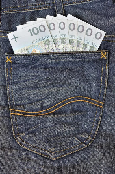 Contant geld in je zak — Stockfoto