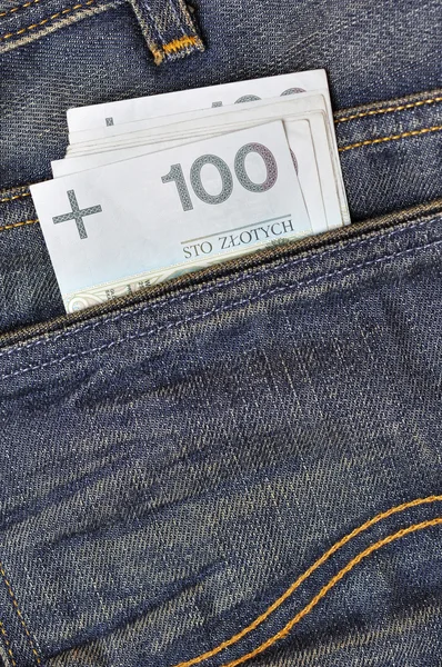 Contant geld in je zak — Stockfoto
