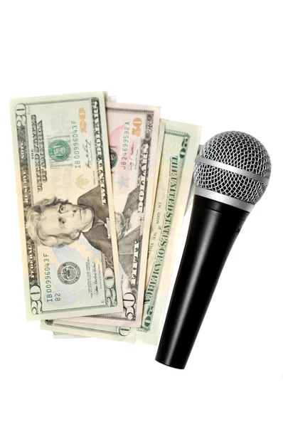 Mikrofon és készpénz — Stock Fotó