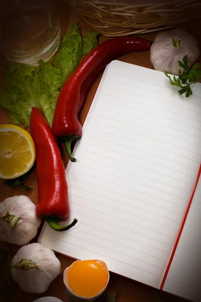 Anteckningsbok för kulinariska recept och måltid idéer Royaltyfria Stockbilder