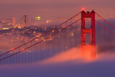 San Francisco Golden Gate Bridge in fog clipart