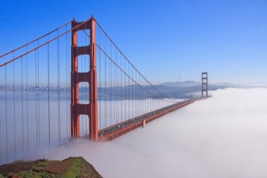 San Francisco Golden Gate Bridge in fog clipart