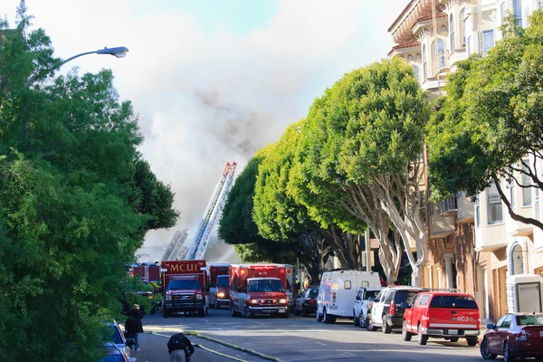 San Francisco - houses on fire — Stock Photo, Image