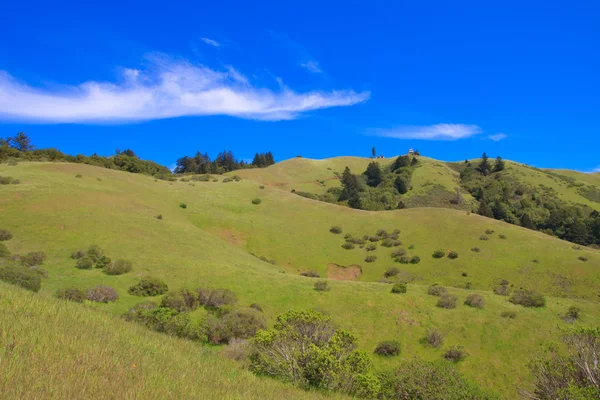 Green hills and cloudy blue sky — Stock Photo, Image