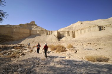 Wadi Zohar trek in Judea desert. clipart