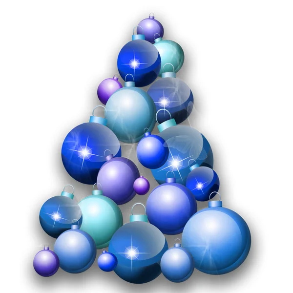 シェード付きのカラフルな青いクリスマス ツリー ストック画像
