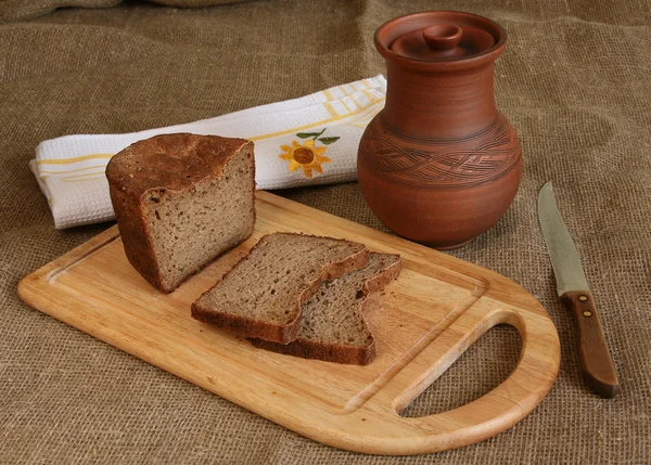 Natura morta con pane fatto in casa — Foto Stock