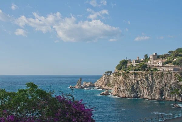 Vista mar em Taormina, Sicília, Itália — Fotografia de Stock