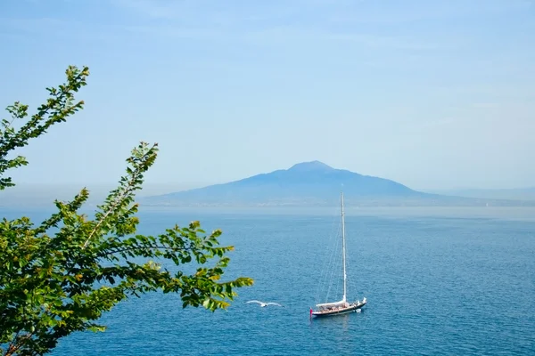 stock image Sea view from Sorrento with Vesuvio on background