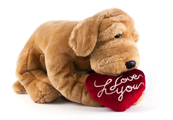 Dog Soft Toy with heart saying I Love You