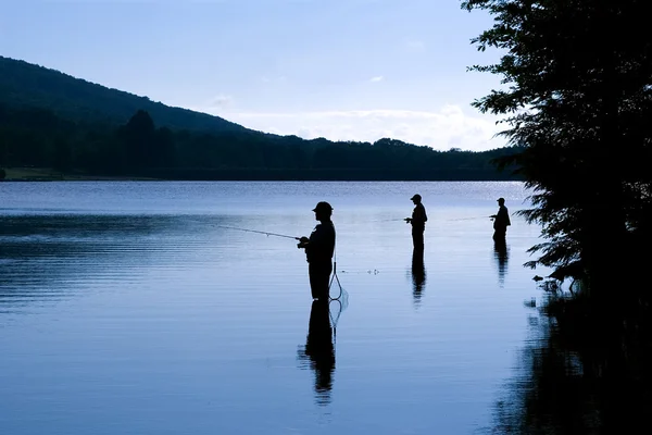Рыбалка на рассвете — стоковое фото