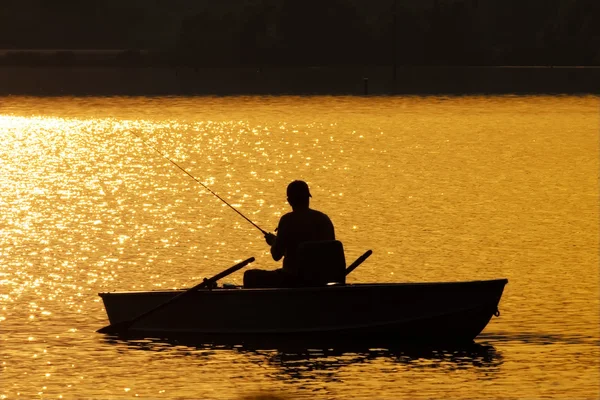 Rybolov při západu slunce — Stock fotografie