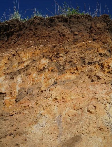 Dettagli degli strati di terreno sotto la superficie del suolo — Foto Stock