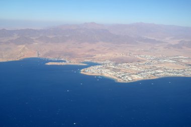 Aerial view desert and sea clipart