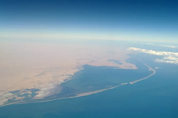 空撮砂漠と海 — ストック写真