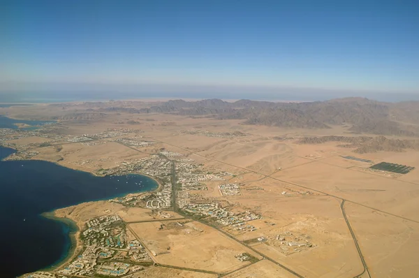 stock image Aerial view desert and sea