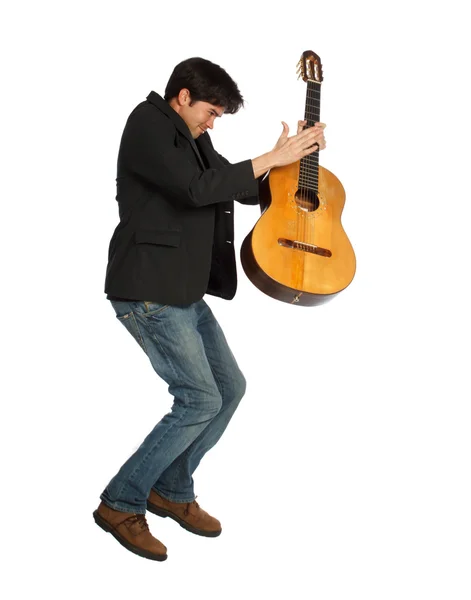 Gitara gracz skoki — Zdjęcie stockowe