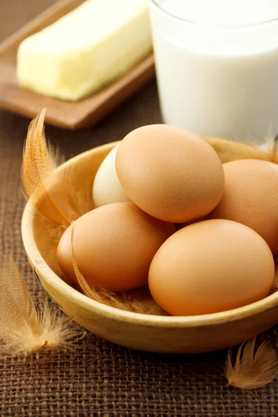 Jaja, mleko i masło — Zdjęcie stockowe