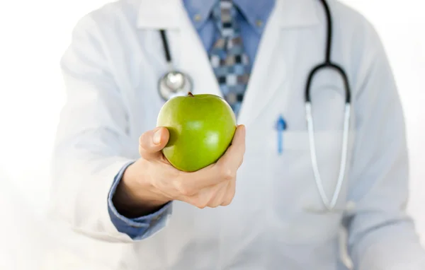 Doctor with Green Apple — Stock Photo, Image
