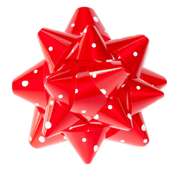 Red polka dots gift bow — Stock Photo, Image