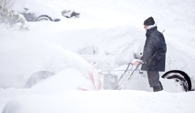 Man with snow blower clipart