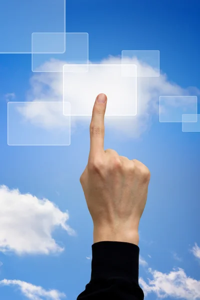 Botão de computação em nuvem — Fotografia de Stock