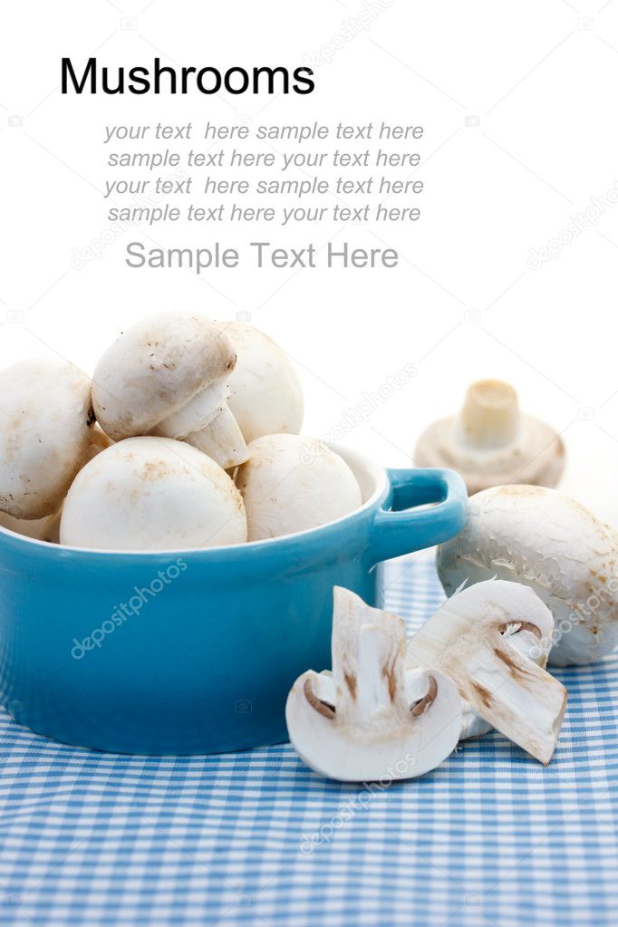 Mushrooms in the blue pot