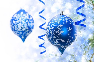 Christmas blue ornaments clipart