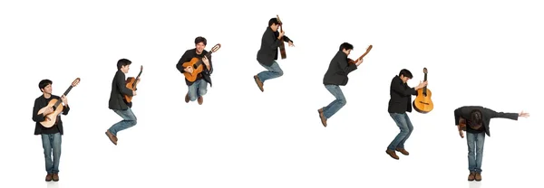 Gitara gracz skoki sekwencji — Zdjęcie stockowe