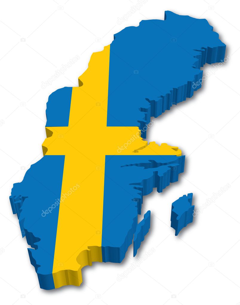3d karta sverige 3D Sweden map with flag — Stock Vector © tangducminh #10562646