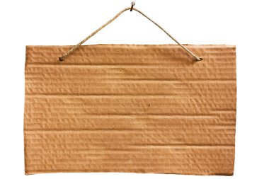 Hanging cardboard sheet - clipping path clipart