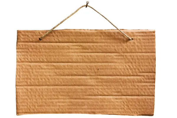 Hanging cardboard sheet - clipping path — Stock Photo, Image