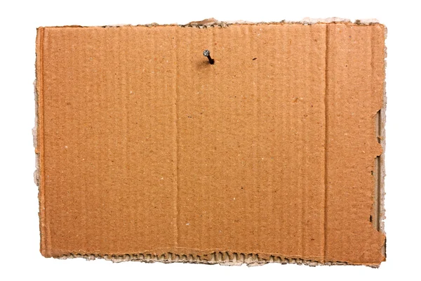 Folha de papelão pendurada - caminho de recorte — Fotografia de Stock