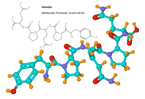 Molécula de gliadina, componente do glúten — Fotografia de Stock