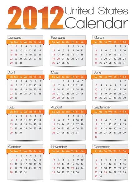 США календар 2012 — стоковий вектор