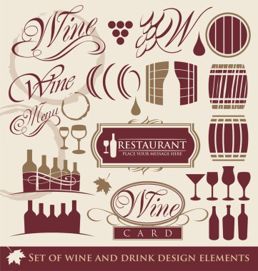 Wine and drink design elements clipart