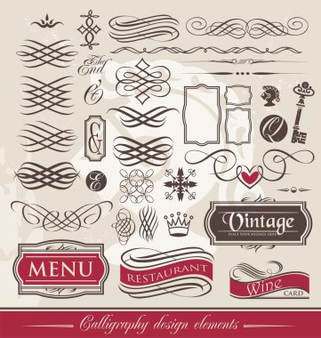 Calligraphy design elements clipart