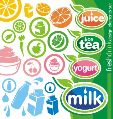 Drink labels and icons clipart