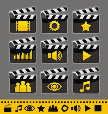 Video and audio icon set clipart