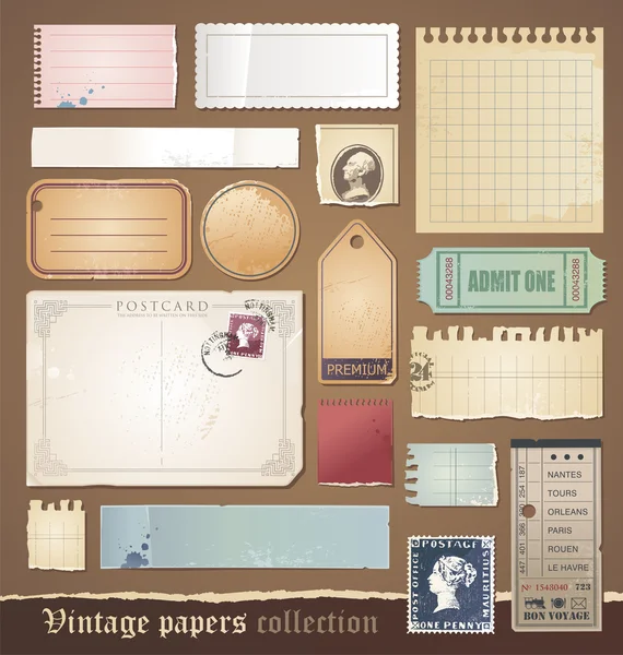 Colección de papeles Vintage — Vector de stock